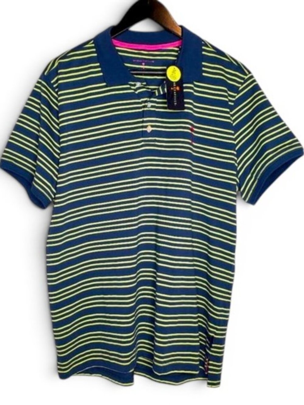 NWT Margaritaville UPF 30 Polo Shirt Mens Bright Striped Preppy Pool Party L
